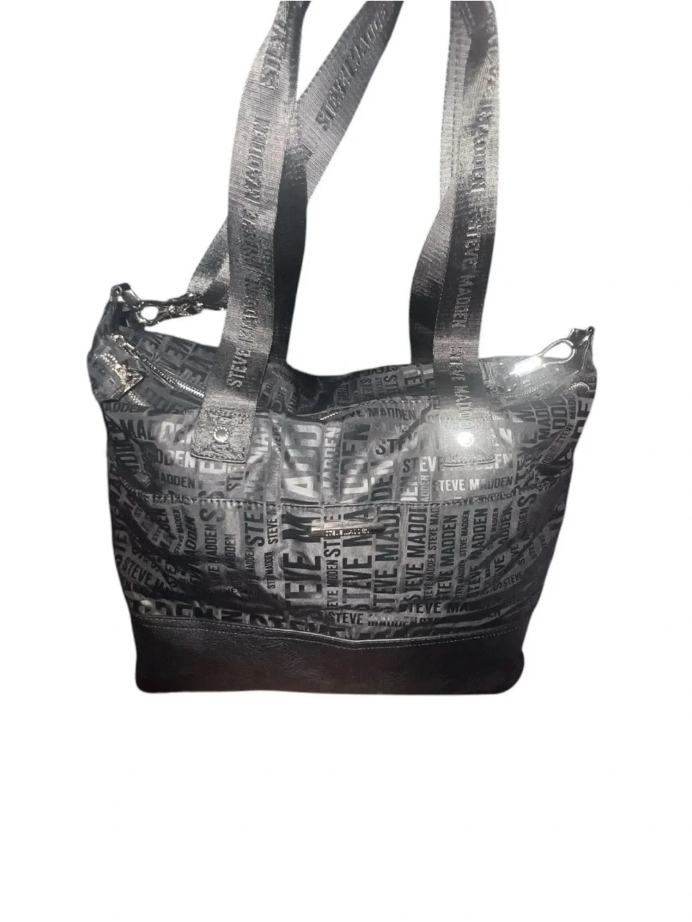 Steve Madden Black Logo Print Weekender Duffle Travel Bag